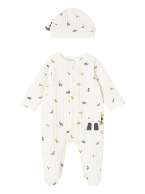 Pelele con gorro dinosaurio recién nacido MAYORAL Crudo