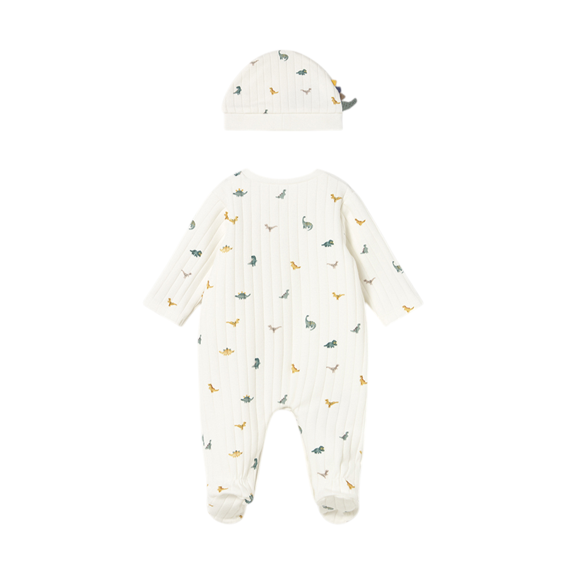 Pelele con gorro dinosaurio recién nacido MAYORAL Crudo