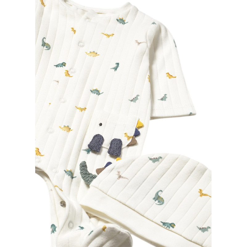 Pelele con gorro dinosaurio recién nacido MAYORAL Crudo