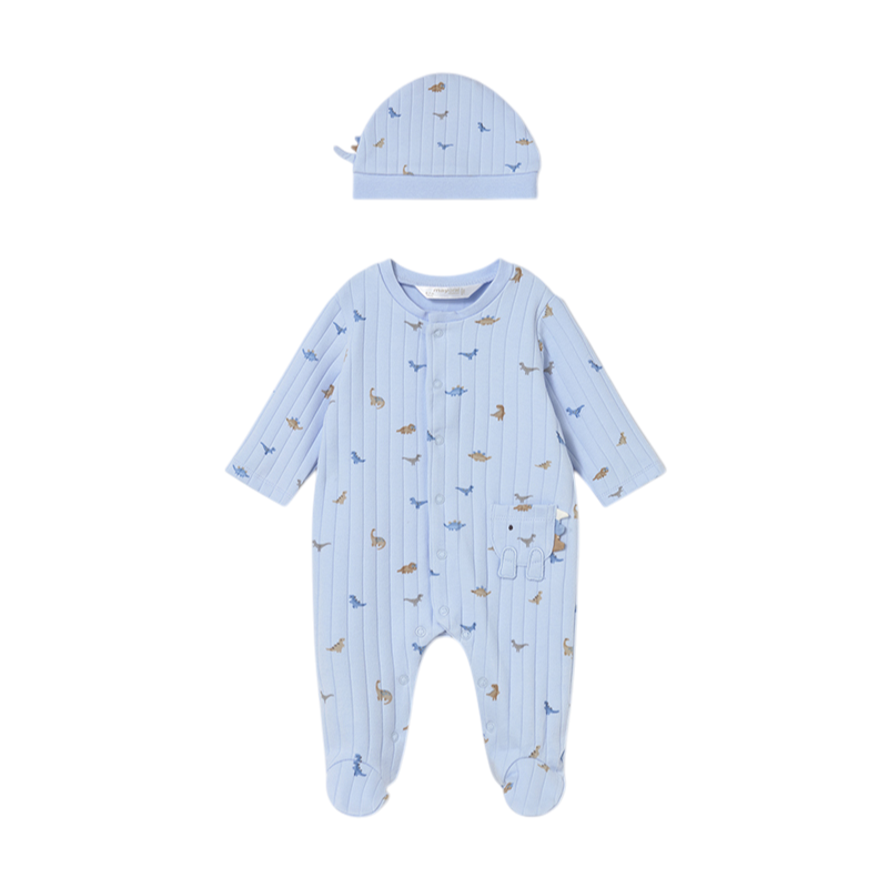 Pelele con gorro dinosaurio recién nacido MAYORAL Cielo