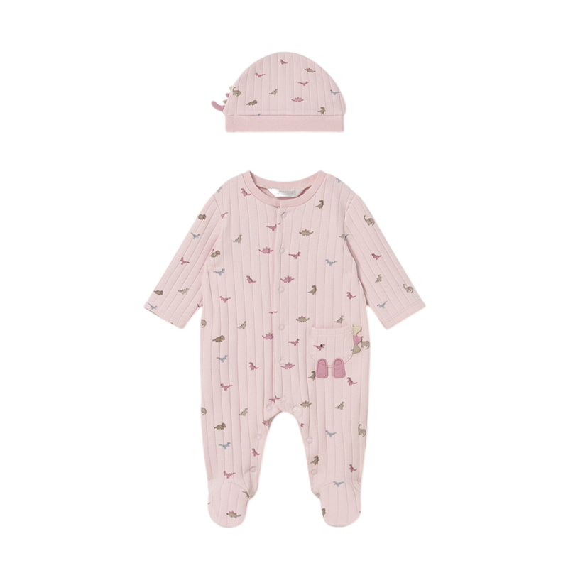 Pelele Pijama y gorro dinosaurio recién nacida MAYORAL Rosa