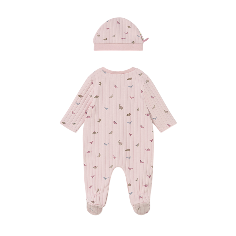 Pelele Pijama y gorro dinosaurio recién nacida MAYORAL Rosa