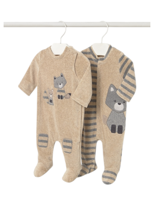 Set 2 peleles Pijamas tundosados recién nacido MAYORAL Cereal