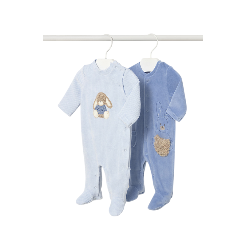 Set 2 peleles Pijamas tundosados recién nacido MAYORAL Nube