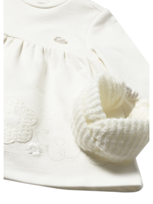 Vestido felpa con diadema recién nacida MAYORAL Crudo 2