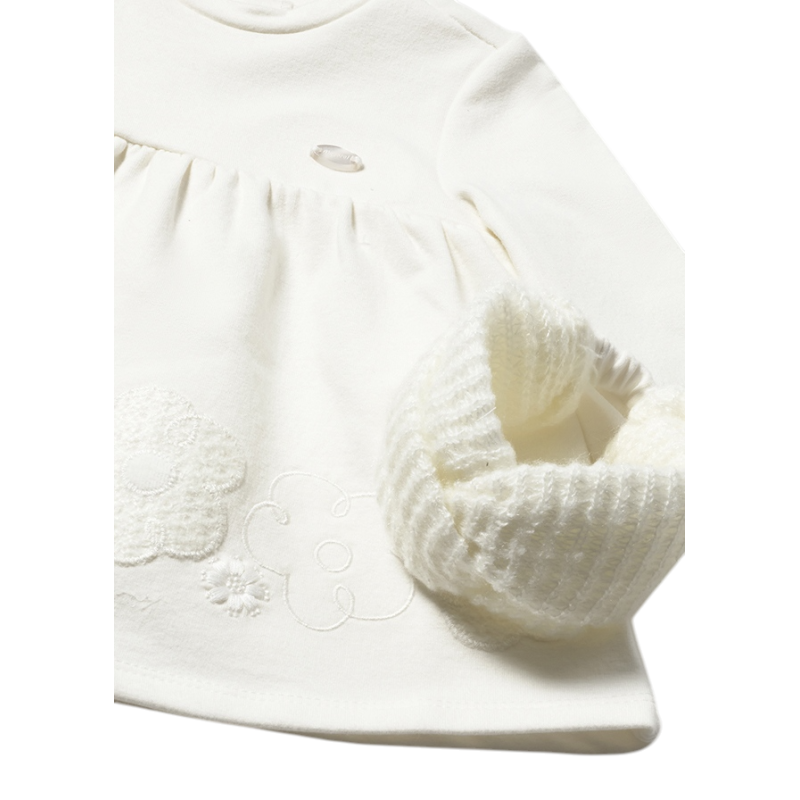 Vestido felpa con diadema recién nacida MAYORAL Crudo