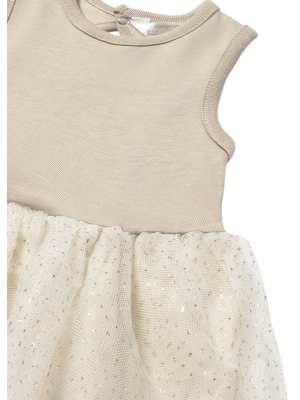 Vestido combinado tul recién nacida MAYORAL Crudo 2