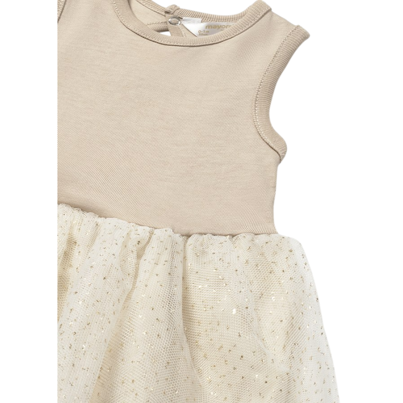 Vestido combinado tul recién nacida MAYORAL Crudo