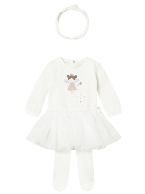 Conjunto 3 piezas tutú recién nacida MAYORAL Crudo