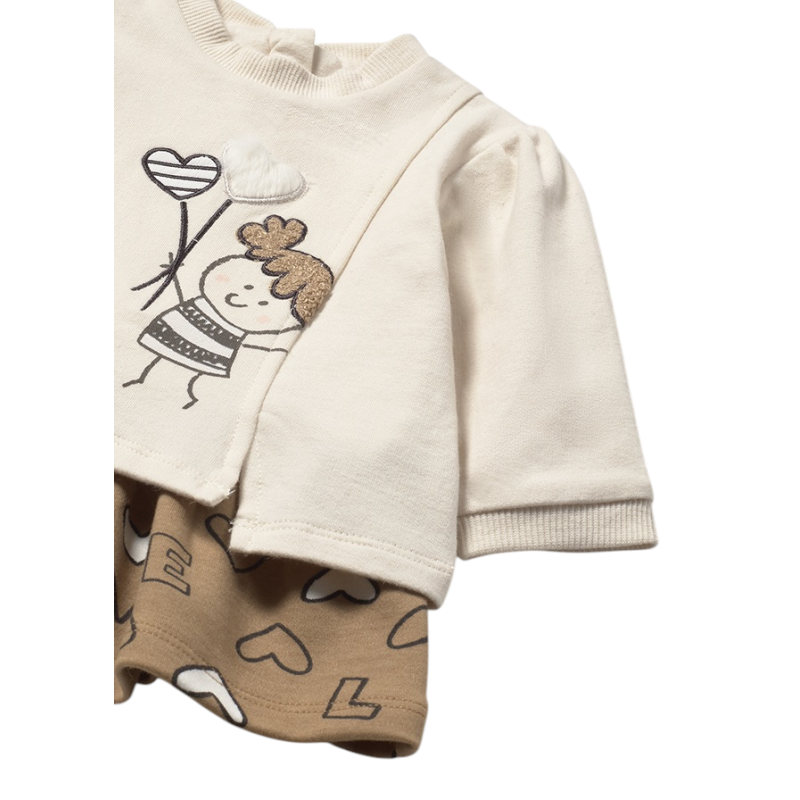 Vestido combinado muñeca recién nacida MAYORAL