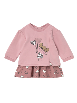 Vestido combinado muñeca recién nacida MAYORAL Orquídea