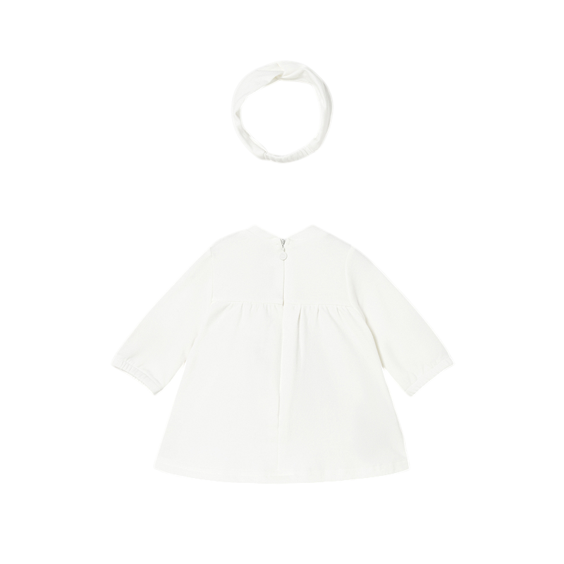 Vestido con bolsito y diadema recién nacida MAYORAL Crudo