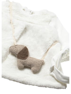 Vestido con bolsito y diadema recién nacida MAYORAL Crudo 2