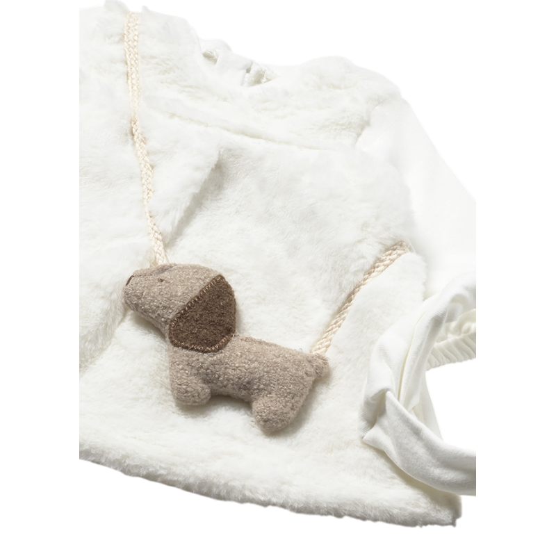 Vestido con bolsito y diadema recién nacida MAYORAL Crudo