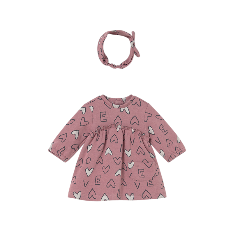 Vestido con diadema jacquard recién nacida MAYORAL