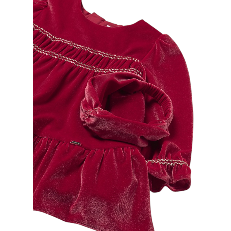 Vestido terciopelo con diadema bebé MAYORAL Rojo