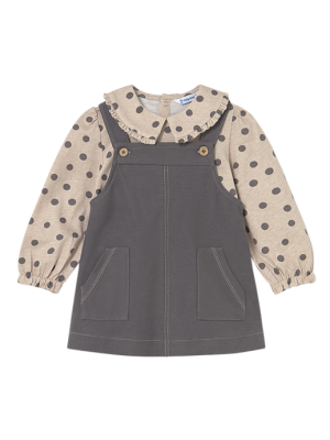 Conjunto falda peto y camiseta bebé MAYORAL Plomo