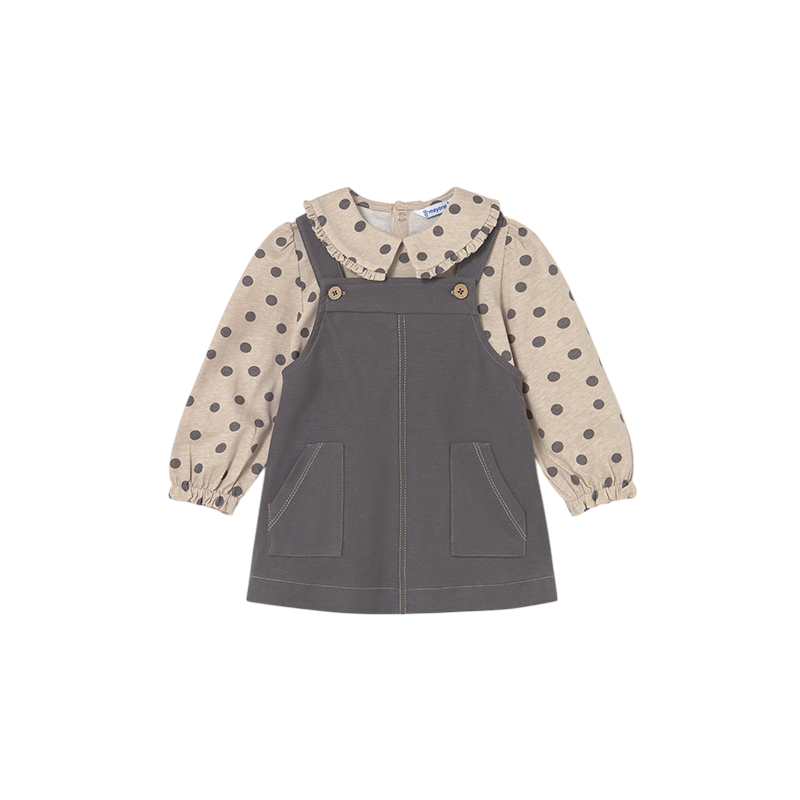 Conjunto falda peto y camiseta bebé MAYORAL Plomo