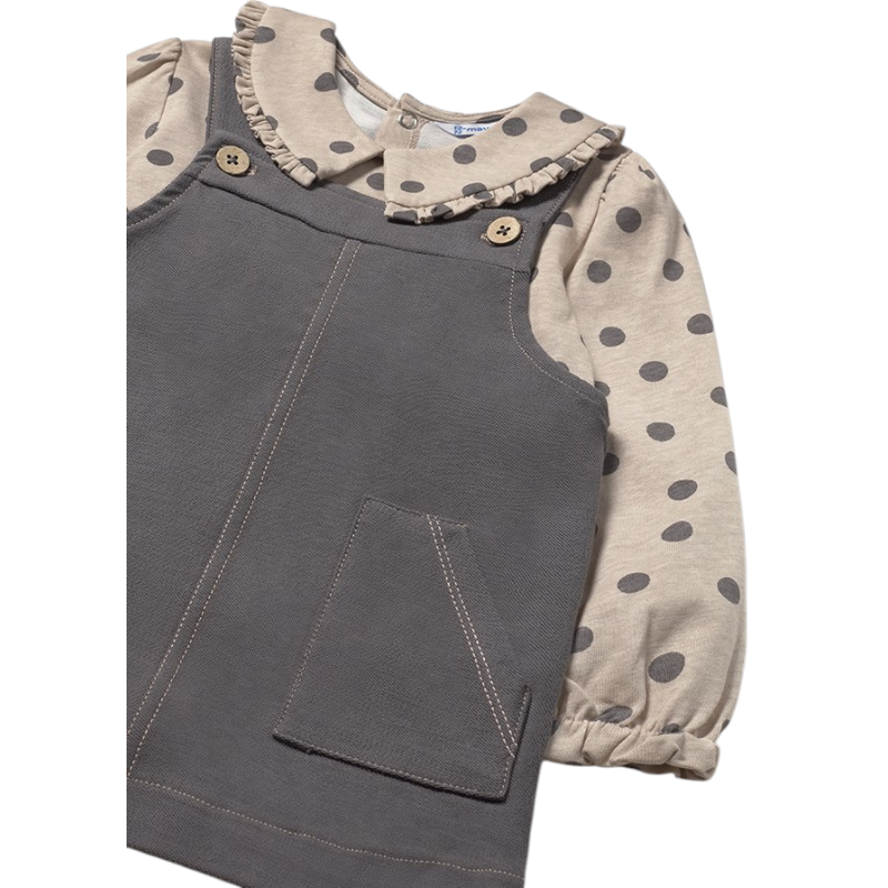 Conjunto falda peto y camiseta bebé MAYORAL Plomo