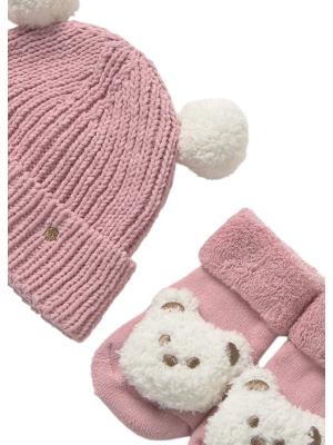 Set de gorro y calcetines unisex bebé recién nacida MAYORAL Orquídea 2