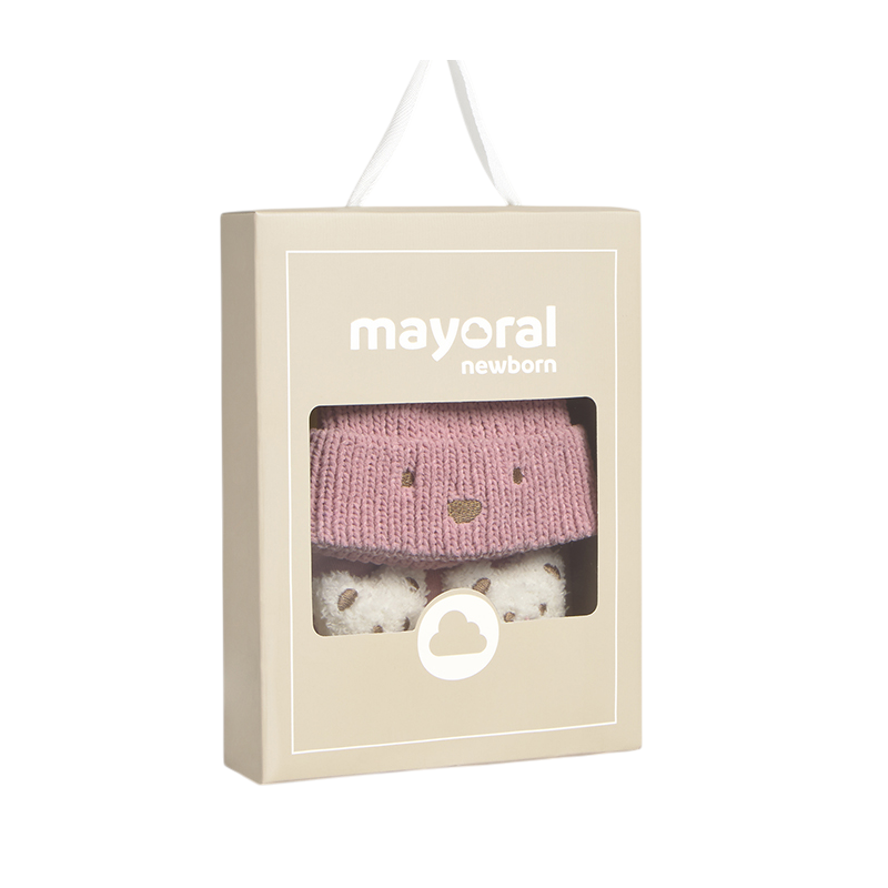Set de gorro y calcetines unisex bebé recién nacida MAYORAL Orquídea