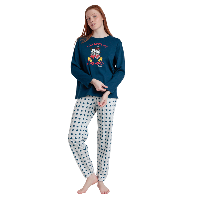 Pijama Mujer Invierno DISNEY Mickey y Minnie Marino