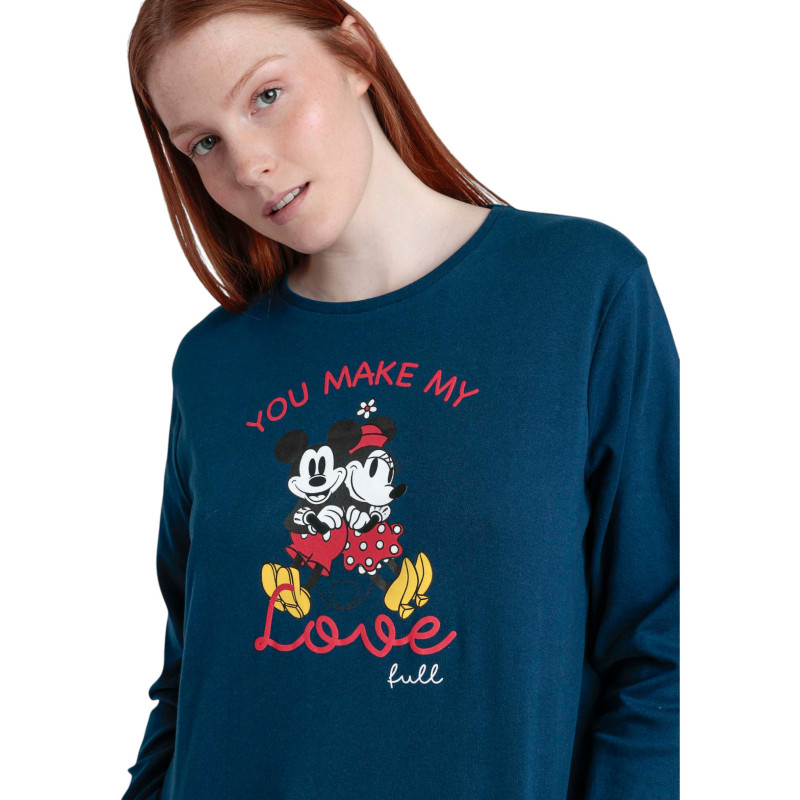 Pijama Mujer Invierno DISNEY Mickey y Minnie Marino
