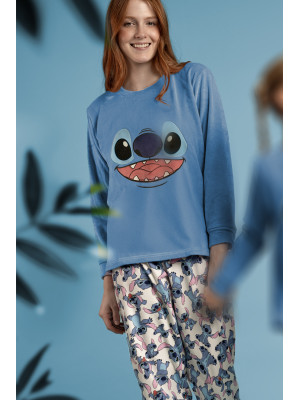 Pijama de Mujer Invierno DISNEY Stitch Azul