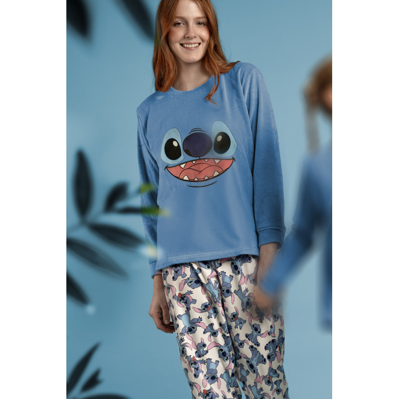 Pijama de Mujer Invierno DISNEY Stitch Azul