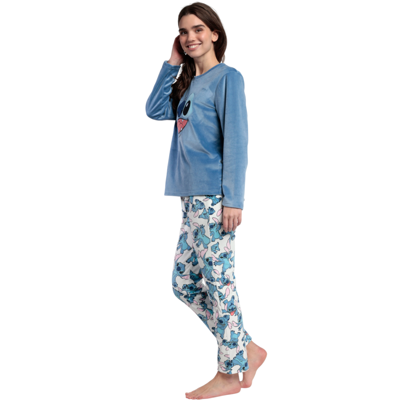 Pijama de Mujer Invierno DISNEY Stitch Azul