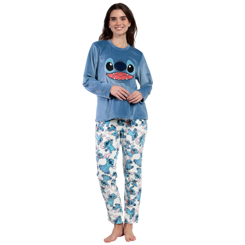 Pijama de Mujer Invierno DISNEY Stitch Azul