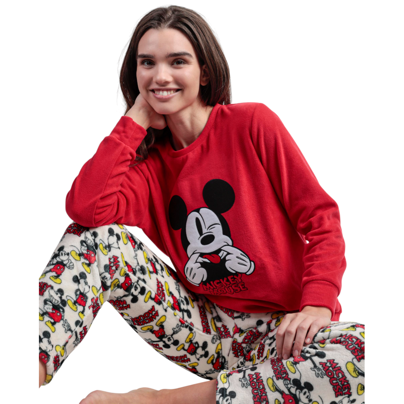 Pijama de Mujer Invierno DISNEY Mickey Mouse Rojo