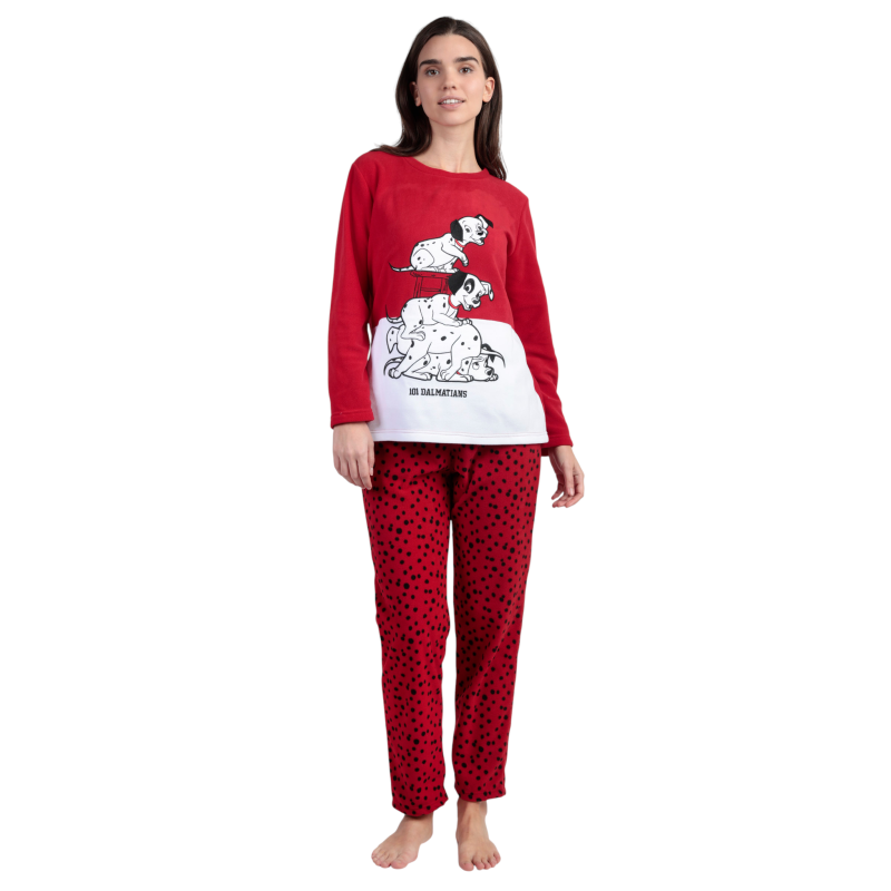 Pijama de Mujer Invierno DISNEY 101 Dálmatas Rojo