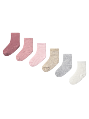Set 6 calcetines lisos recién nacido MAYORAL Rosa