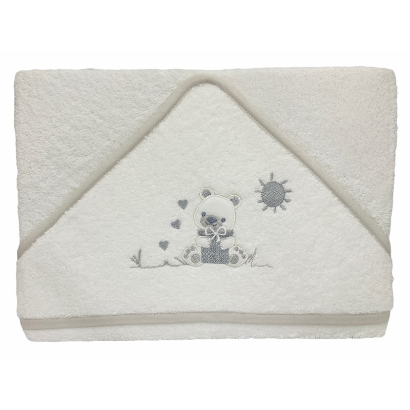 Capa Baño Bebé Osito 100x100cm BLANCO-GRIS