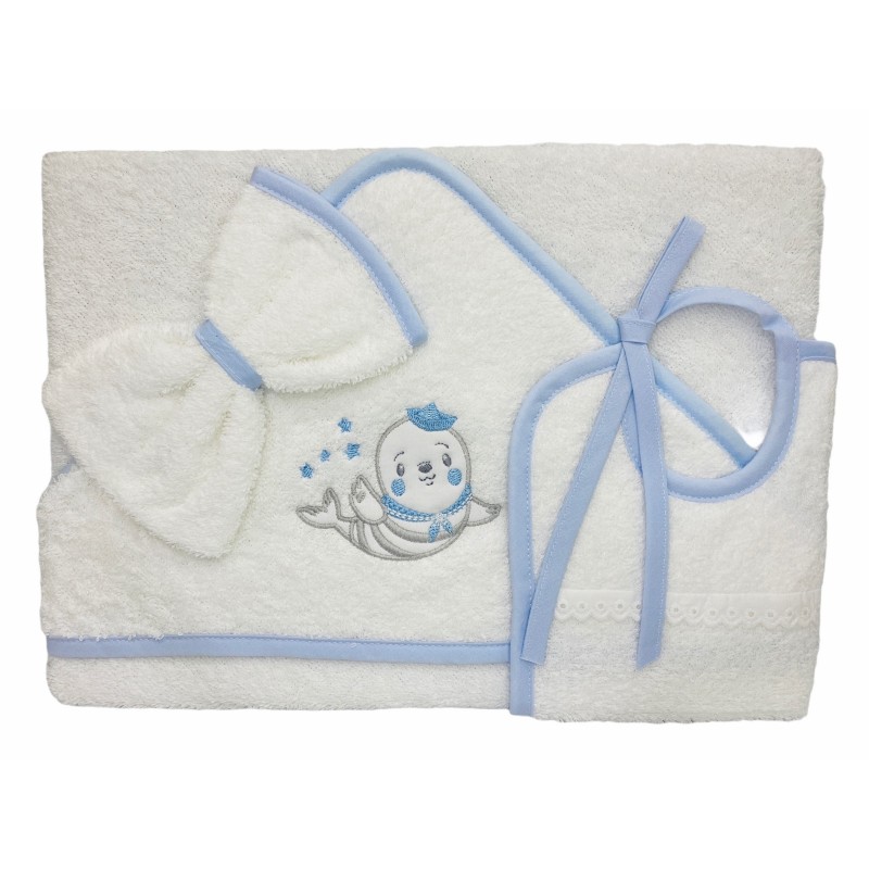 Jeu de Bain Bébé 3 pièces BLANCO-AZUL