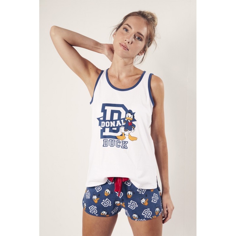 Mulher de pijama de verão DISNEY DOENÇA DO PATO cor branca