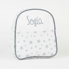 Mochila Guardería Estrellas Gris Personalizada