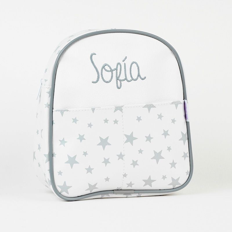 Mochila Guardería Estrellas Gris Personalizada