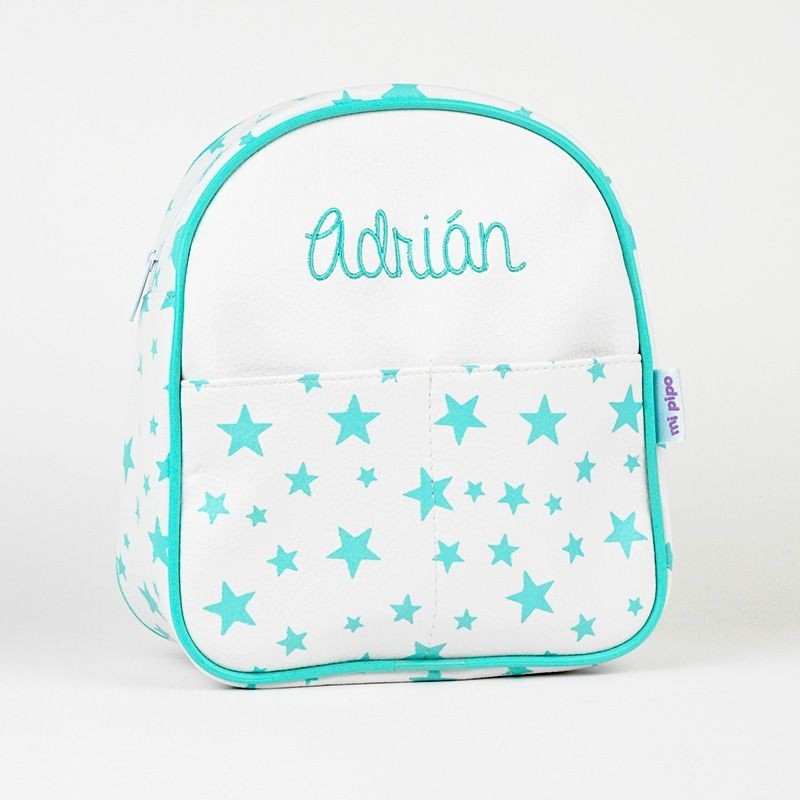 Mochila Guardería Estrellas Menta Personalizada