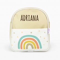 Mochila Guardería Arcoiris Soft Beige personalizada