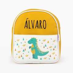 Mochila Guardería Dinosaurio Mostaza personalizada