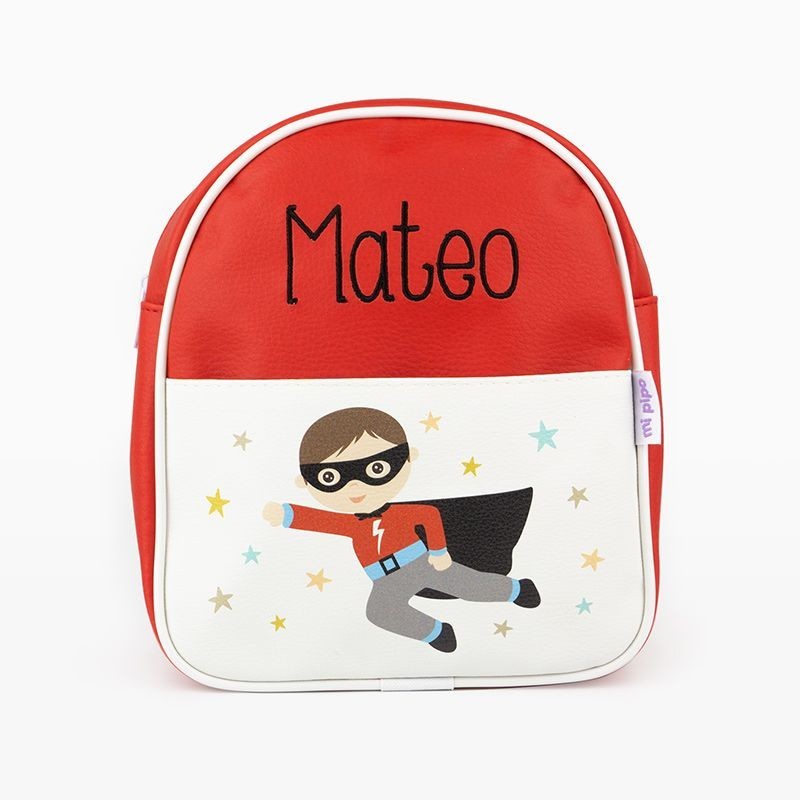 Mochila Guardería Superhéroe Roja personalizada