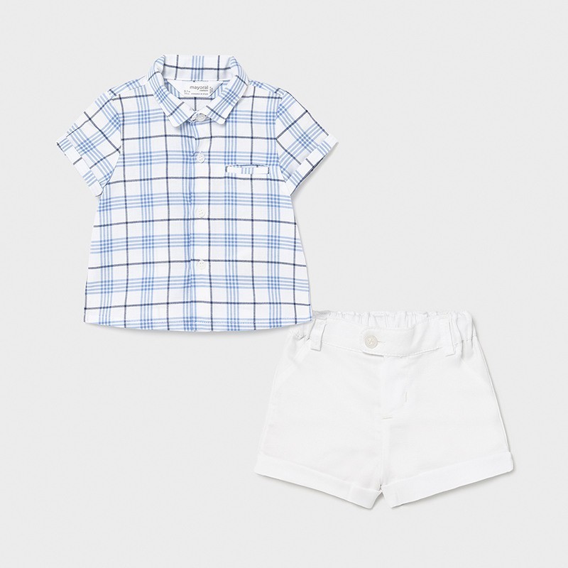 Conjunto camisa rayas y pantalón corto nacido niño