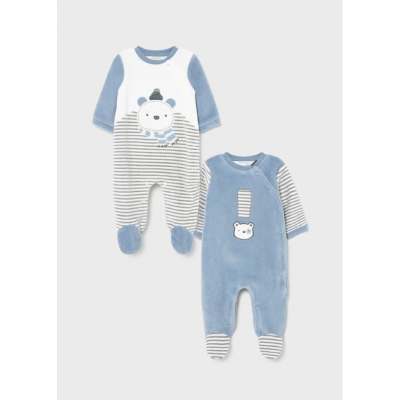 Set 2 Pijamas Tundosados Invierno bebe MAYORAL Color Baby Blue