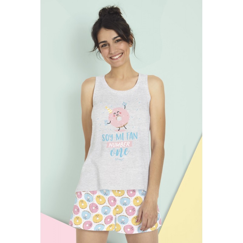 Summer pajamas Woman Mr WONDERFUL DONUT Color Grey