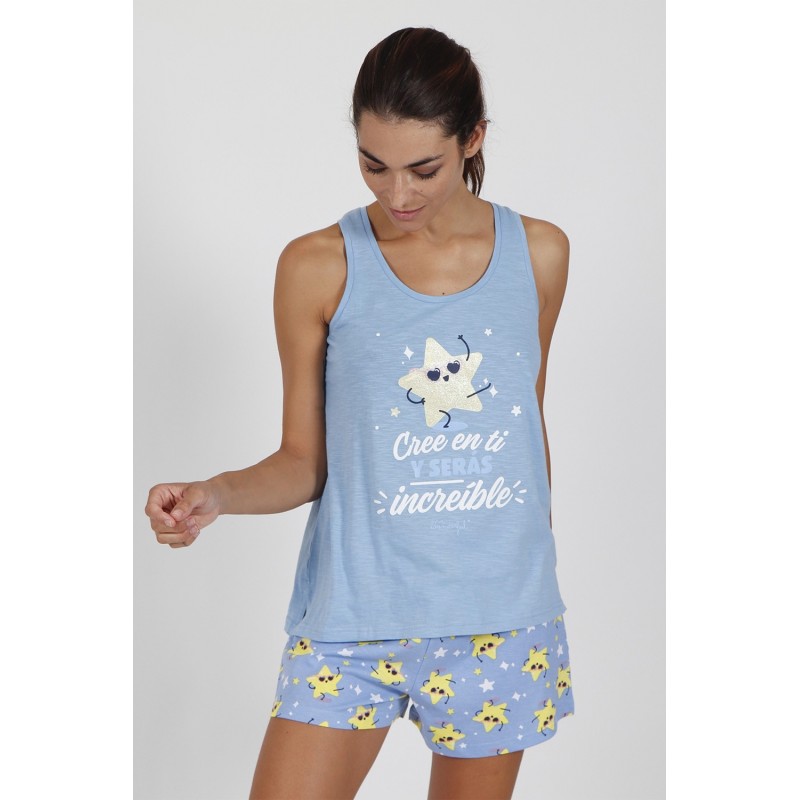 Sommer Pajamas Frau Herr WONDERFUL ESTRELLA Farbe blau