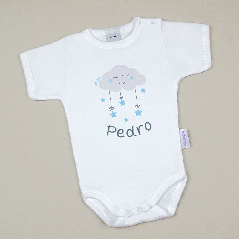 Body Baby Customized mit Name Blue Cloud