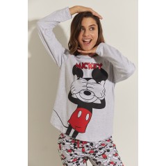 Pijama DISNEY Mujer Invierno Mickey Mouse Color Gris