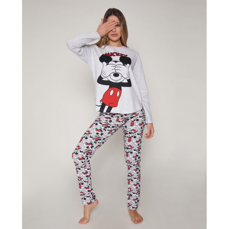 Exclusive Sandals mature Pyjama DISNEY Woman Winter Mickey Mouse Color Grey